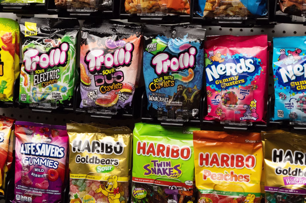 retail display of bags of candy