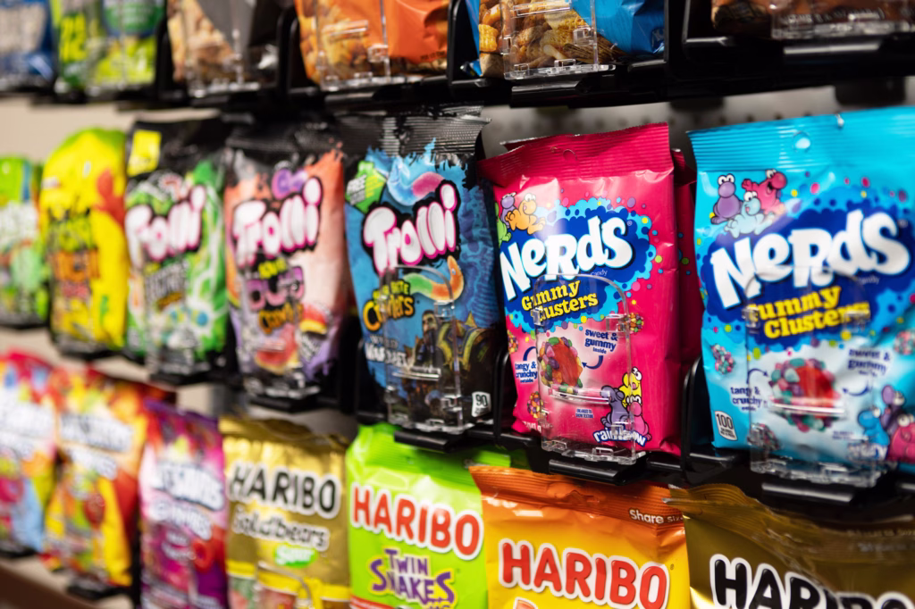 retail display of bags of candy