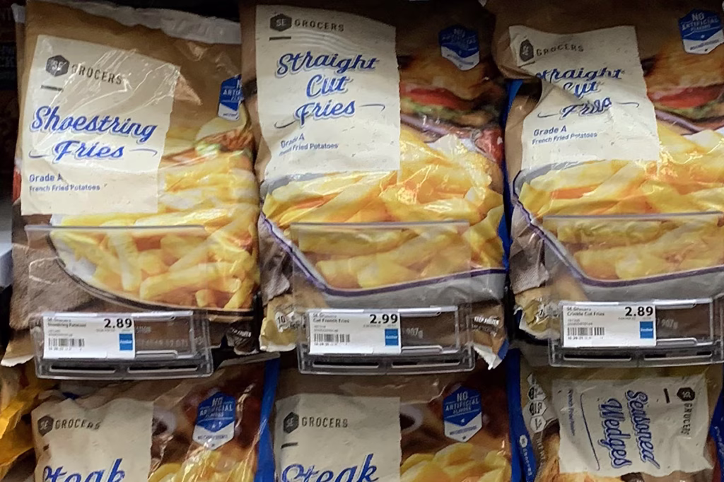 bags of frozen potato products