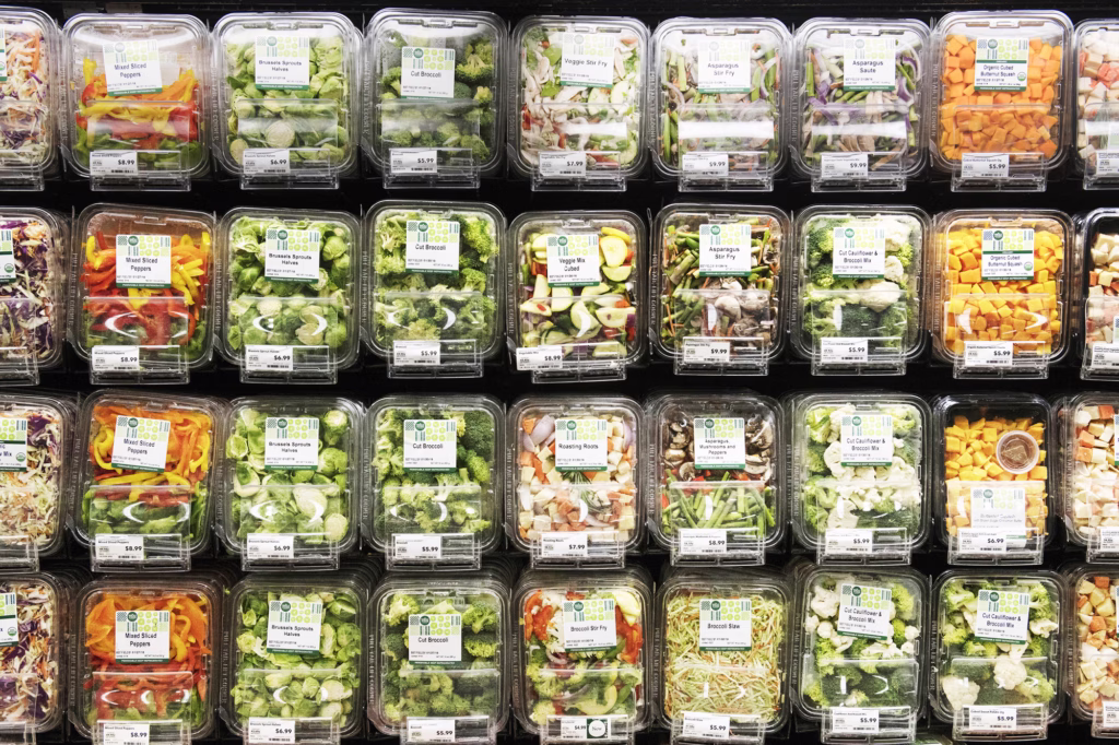 packages of fresh cut vegetables 