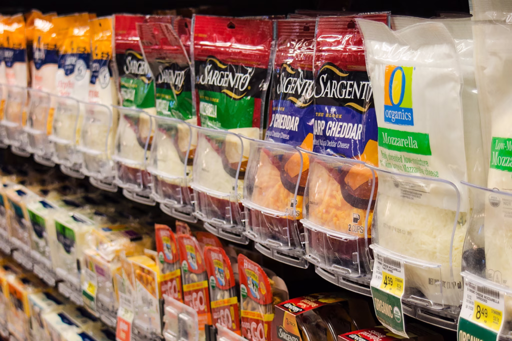 packages of shredded cheese