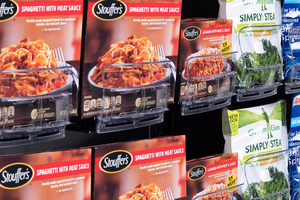 boxed dinner entrees in freezer