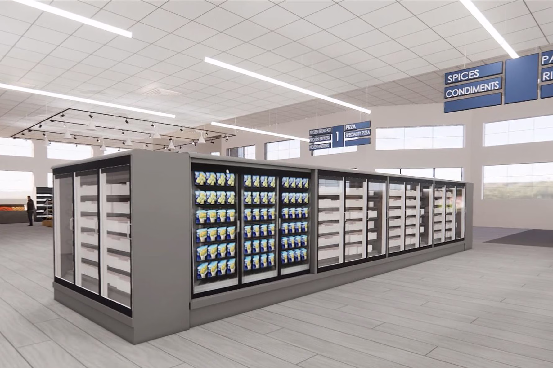 digital rendering of virtual grocery store aisle